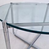 Glass and chrome side table by Mies Van Der Rohe for Knoll, 1970
