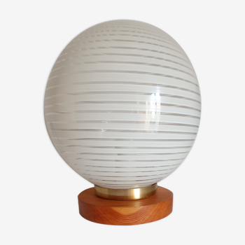 Bedside lamp wood and opaline