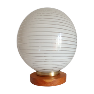 Bedside lamp wood and opaline