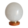 Lampe de chevet bois et opaline