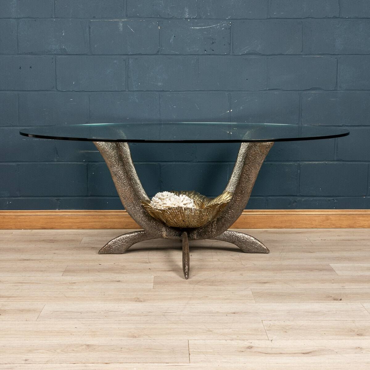 Rare 20thc french dining table by jacques duval brasseur, france c.1970