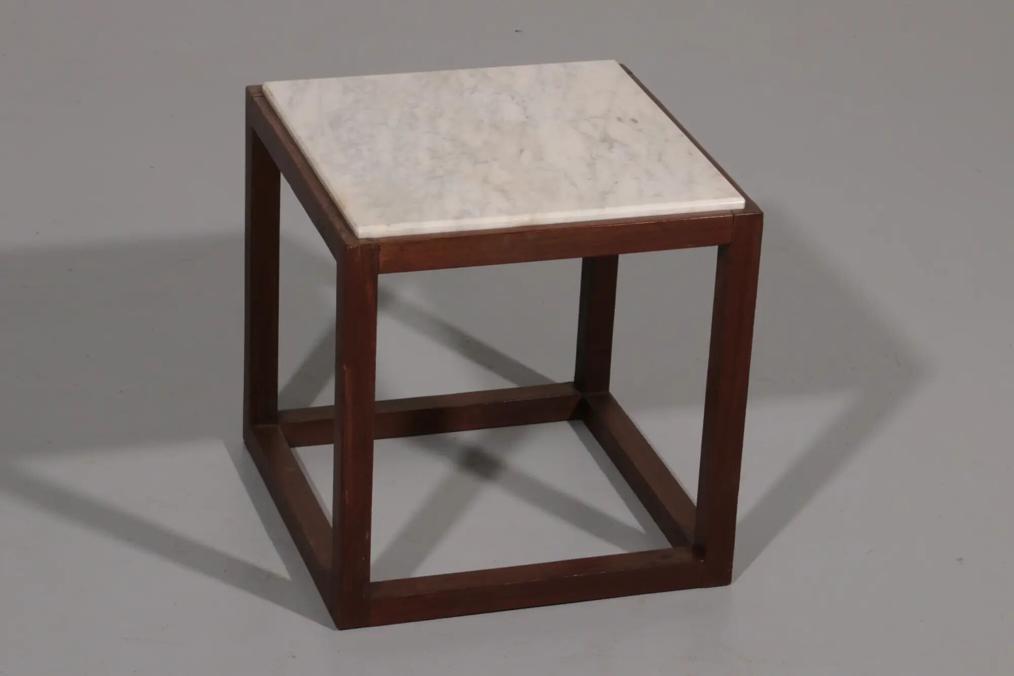 Rare 1970s cubic wenge & marble side tables by Claus Bonderup & Torsten Thorup