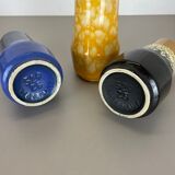 Set of Three Pottery Fat Lava "Supercolor" Vases Made by Scheurich Germany 1970s