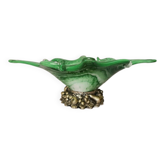 Vase en verre de Murano vert et argent 925