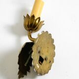 Two beautiful original Mid Century Modern floral wall lamps made of brass w