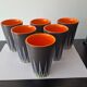 Six Orange and Black Ceramic Vases Vallauris André Baud