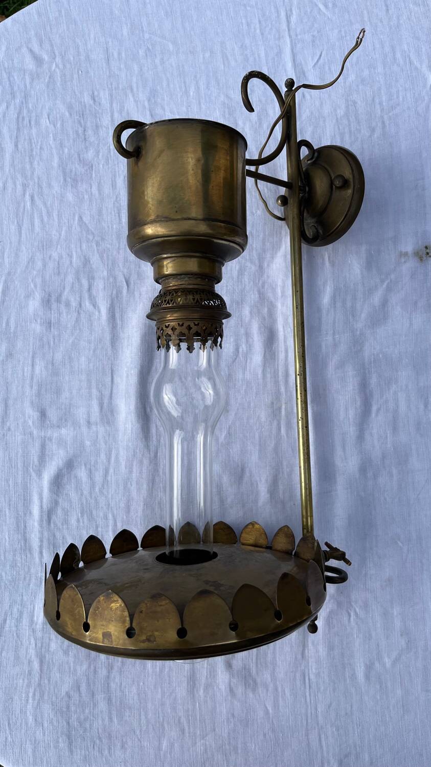 Vintage kerosene lamp copper wall light