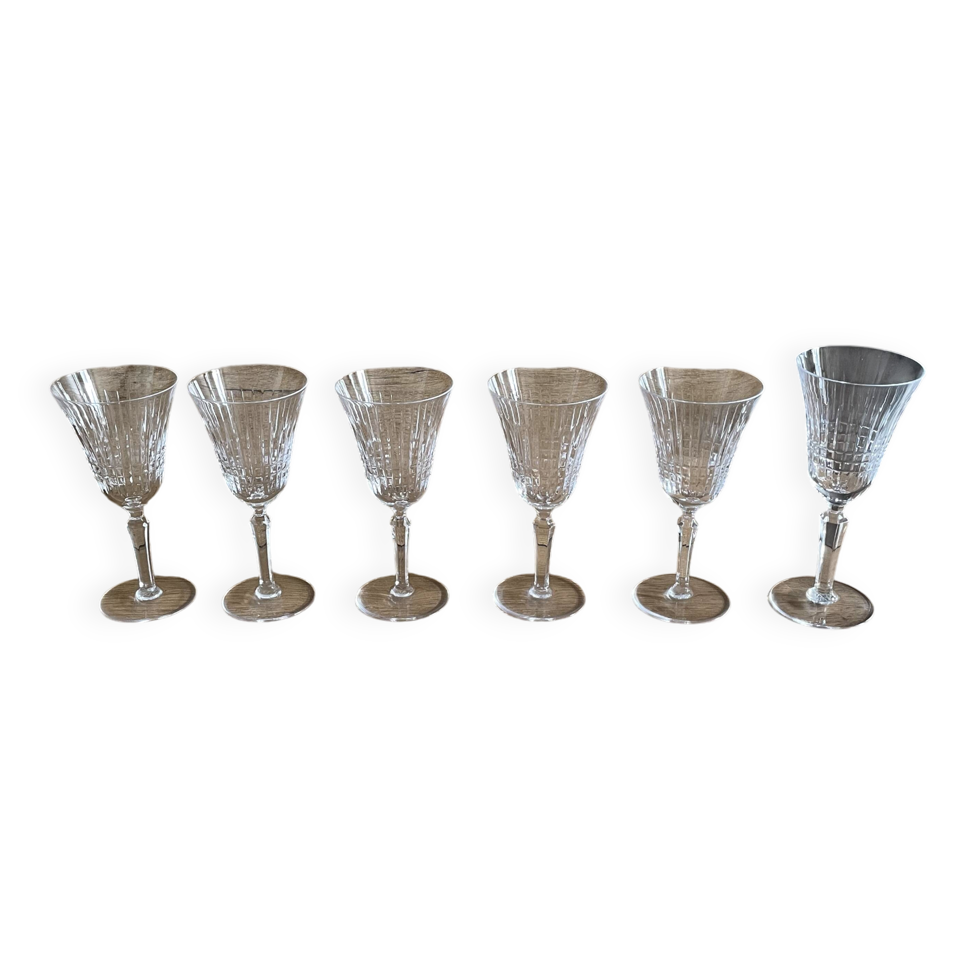 Lot de six verres à pied cristal Bayel