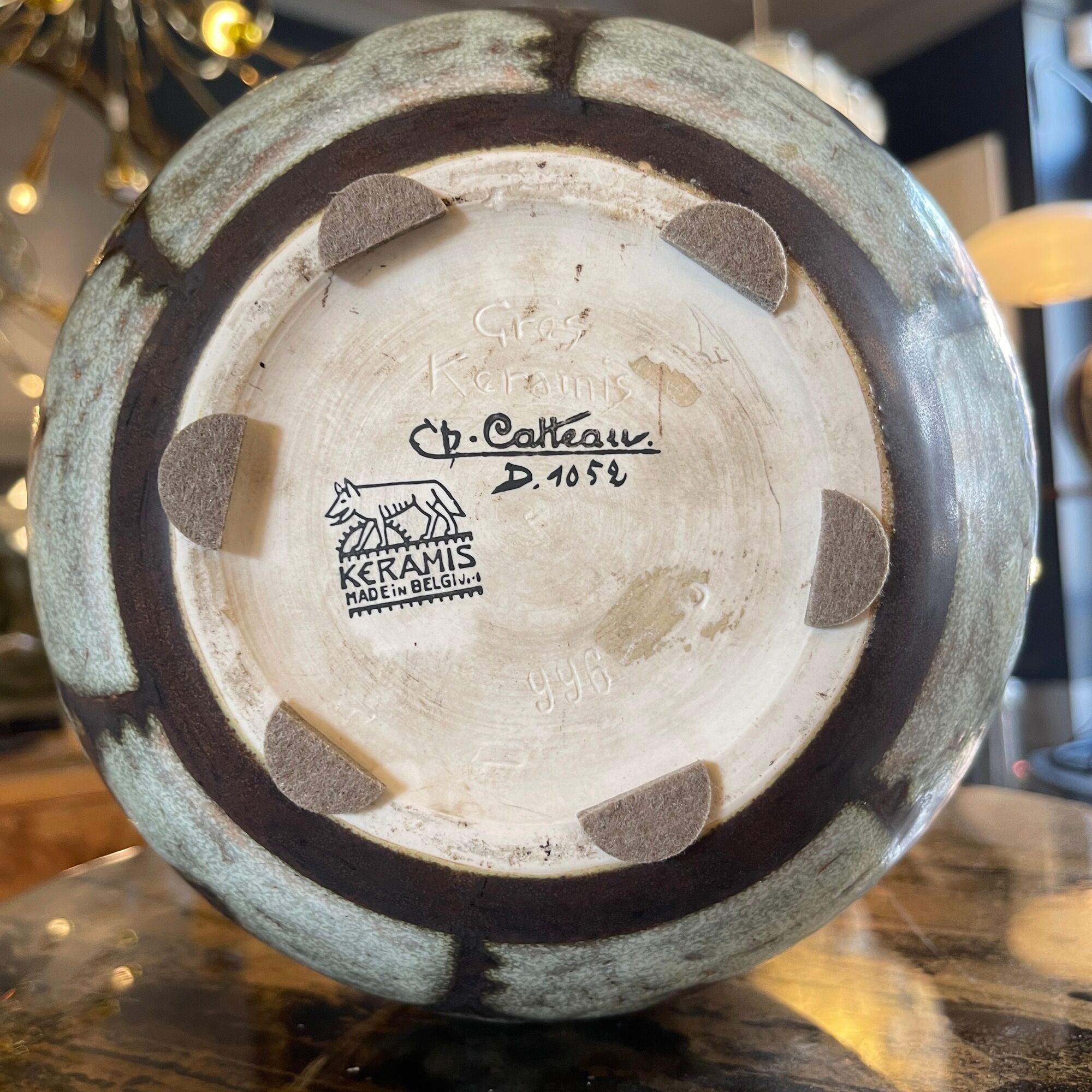 Stoneware ball vase by Charles Catteau for Keramis