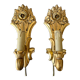 Pair of vintage gilded wood electric wall sconces