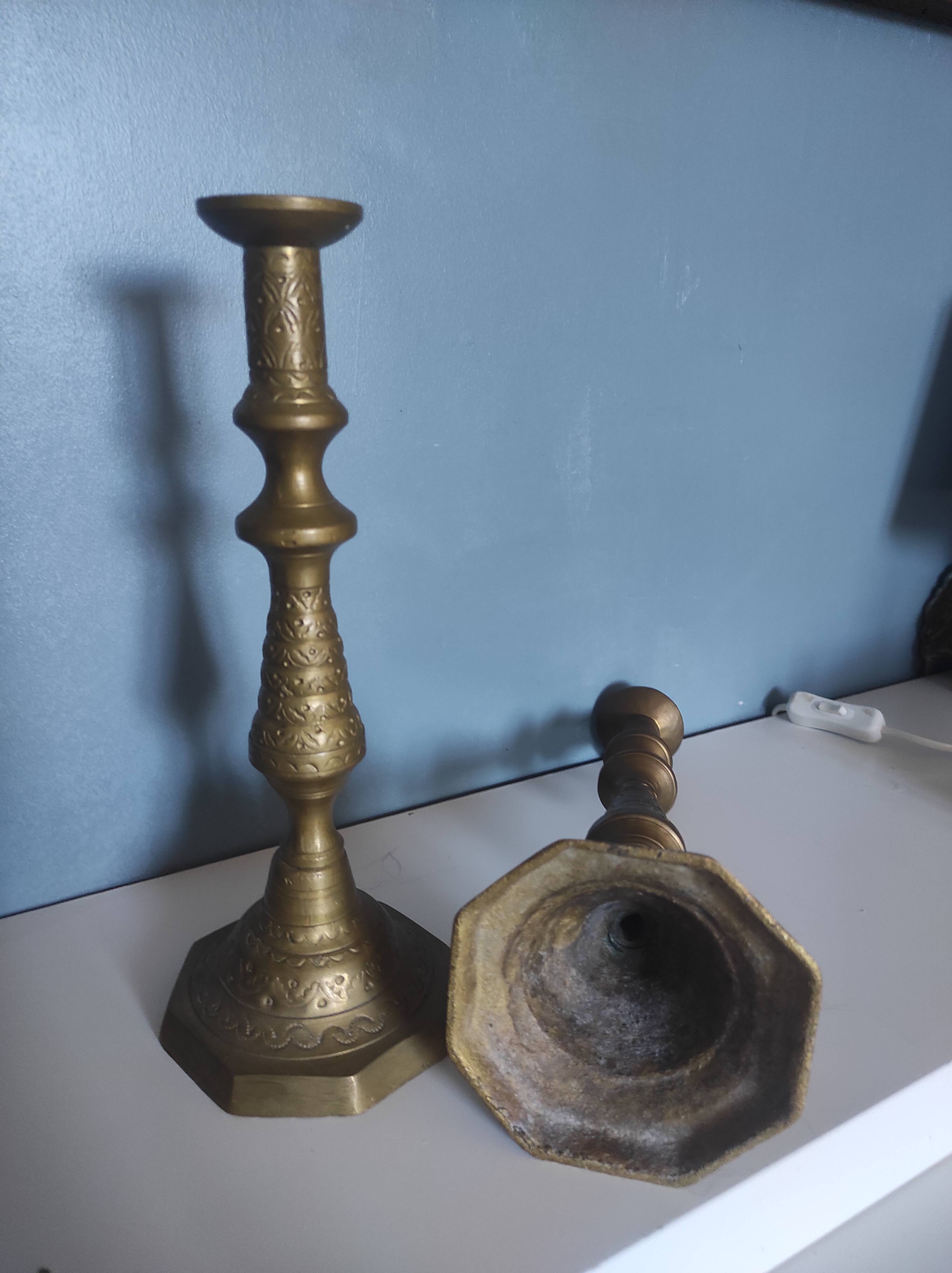 Pairs of Brass Candlesticks, made and cut by hand