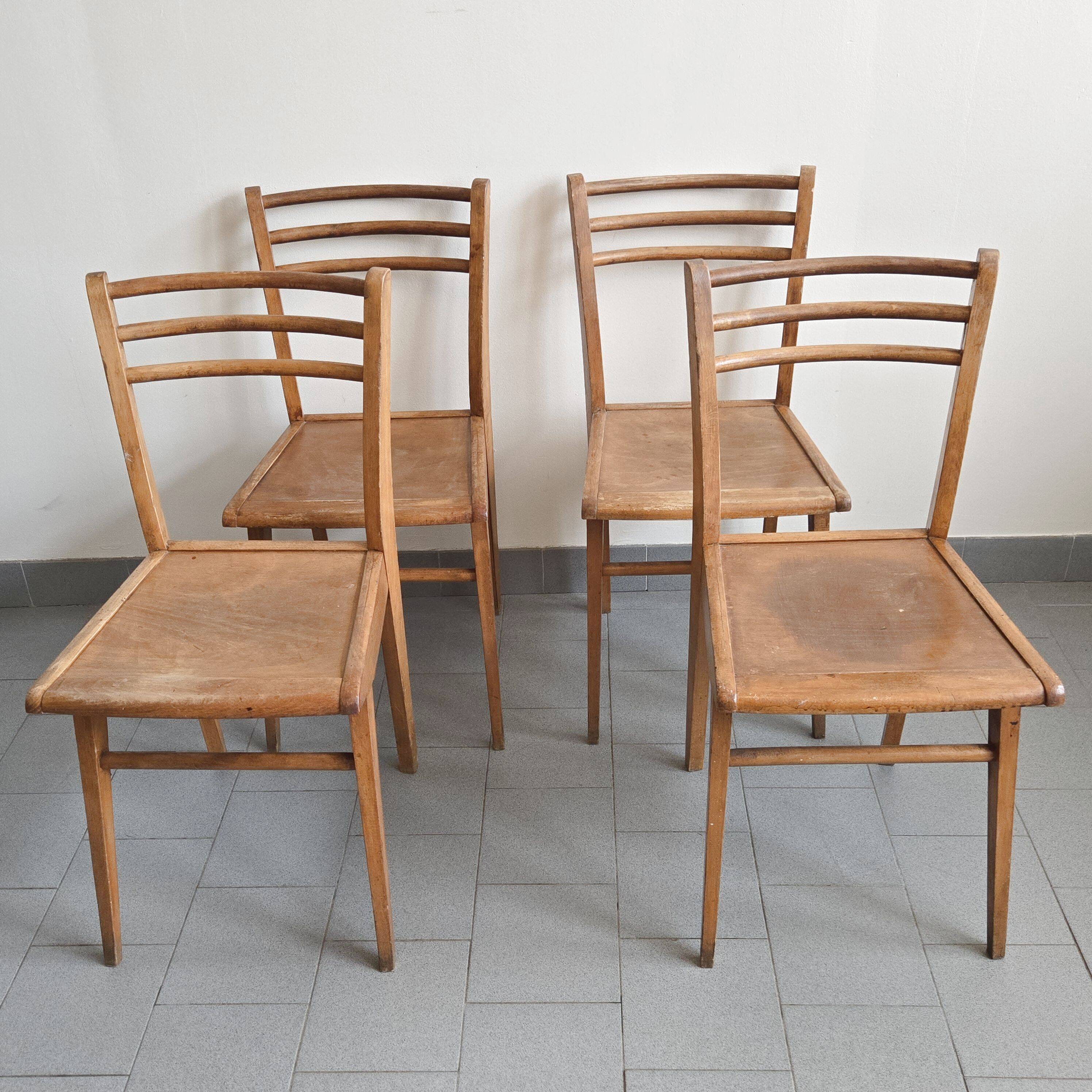 Suite de 4 chaises bistrot Luterma 1950 vintage