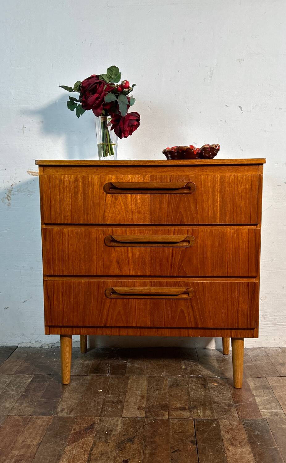 Mid century retro vintage teak chest of drawers 1960