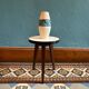 Tripod pedestal table with white top and spindle legs, 50s