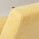 Fauteuil vintage pastel jaune velours côtelé et repose - pieds