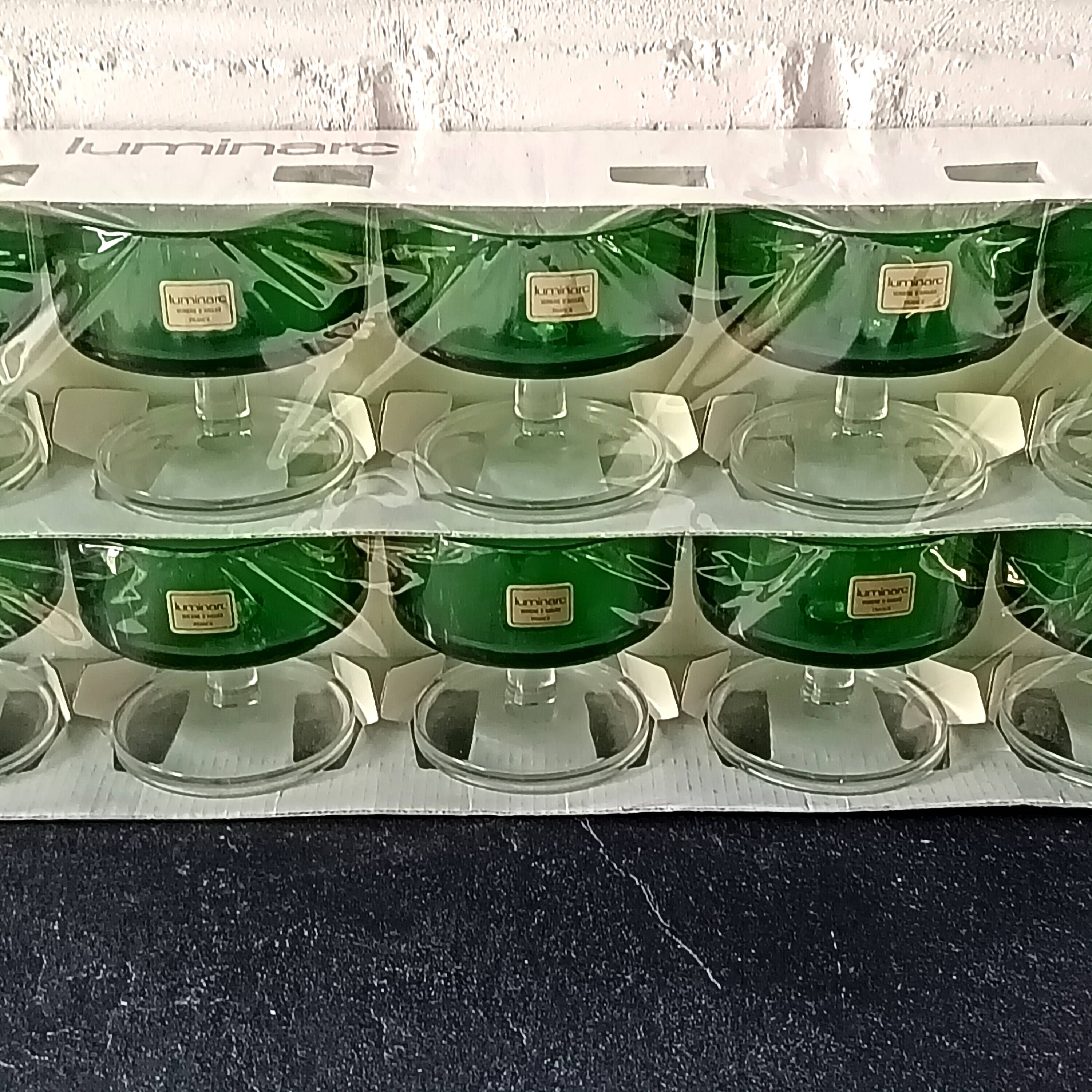 6 stemmed cups in emerald green, Cavalier Luminarc France