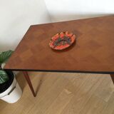 Table basse vintage bois pieds compas