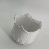 Cache-pot vintage en forme de tulipe en porcelaine blanche