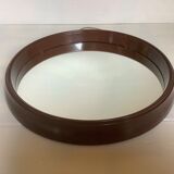 Vintage brown plastic round mirror
