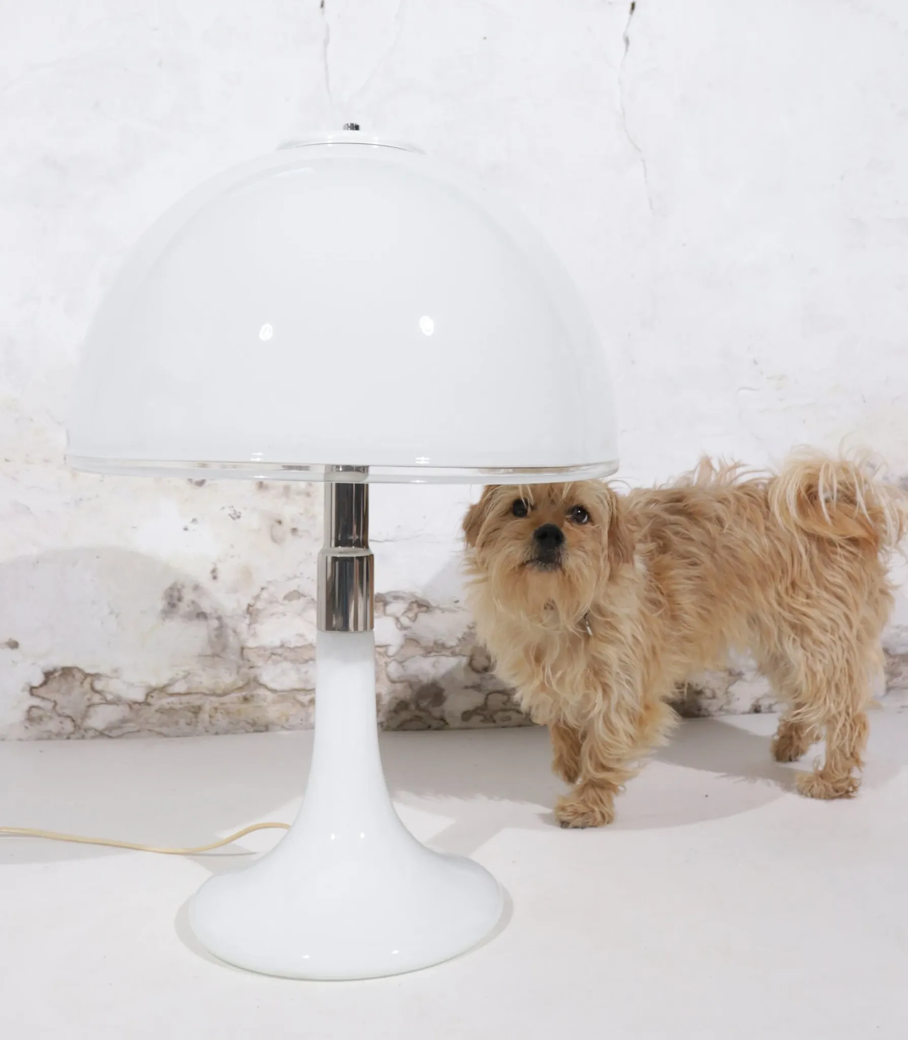 Mid-century Italian opaline white Murano table lamp