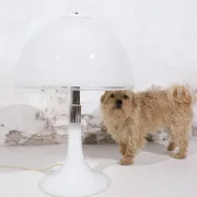 Mid-century Italian opaline white Murano table lamp