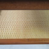 danish sidetable in teak with wicker storage place