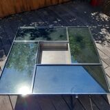 Chrome metal coffee table and mirrors