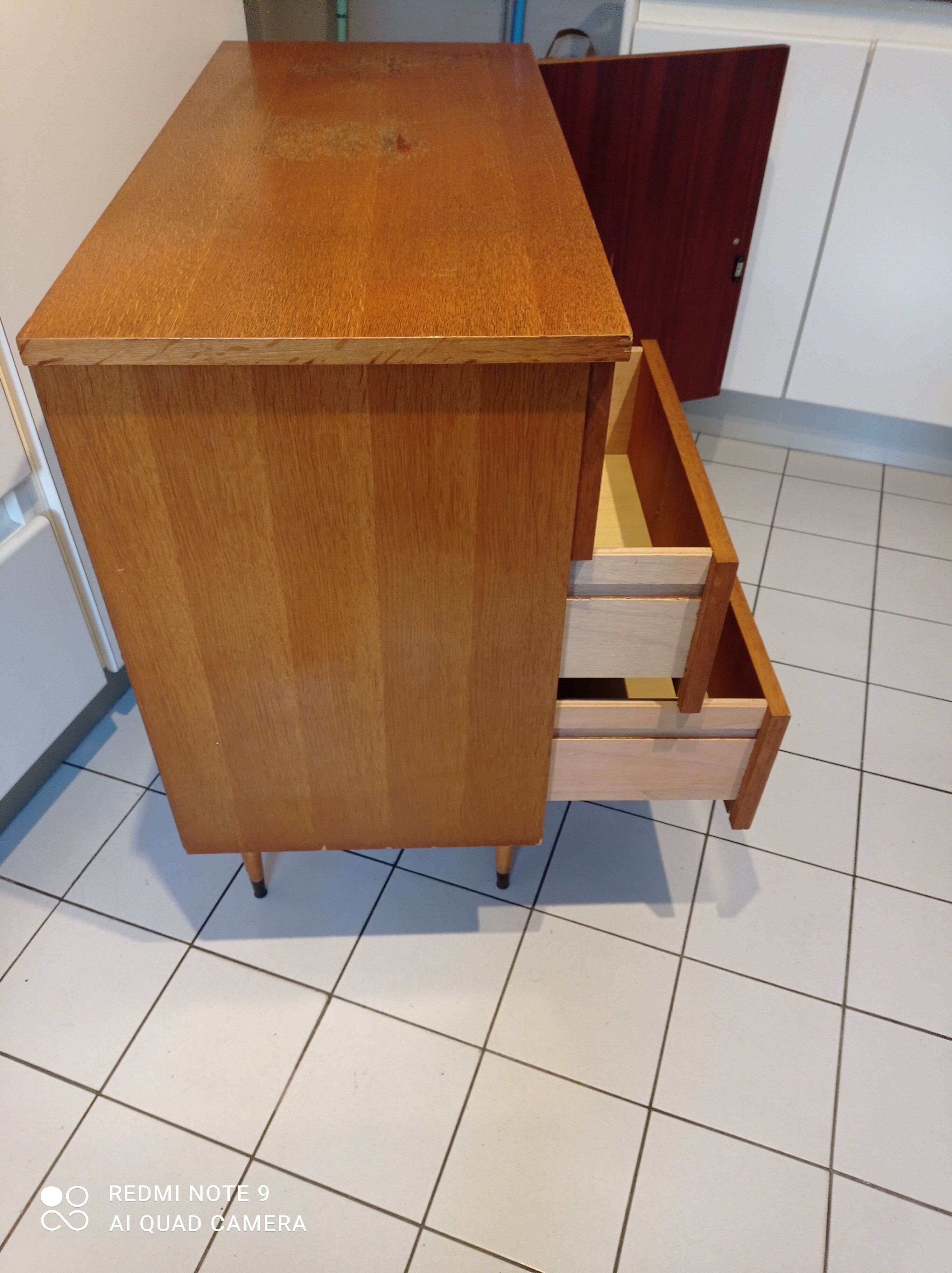 Old vintage Scandinavian chest of drawers 3 drawers and 1 compass foot holder