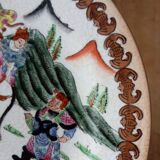 Antique Asian polychrome porcelain plate, hunting scene