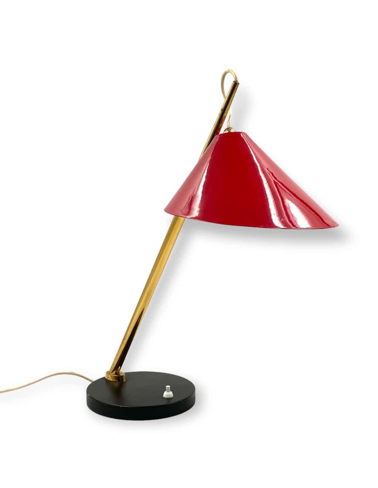 Mid-century red table lamp, Lumen Italy 1960s