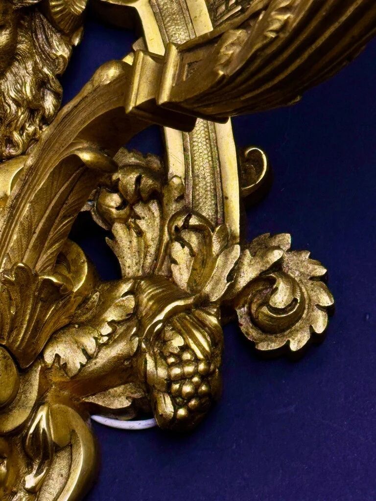 A pair of important gilt bronze wall sconces, Louis XVI style, 19th century.