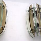 Set of Four Labeled Thick Glass Sconces by Veca, Italy, 1960s