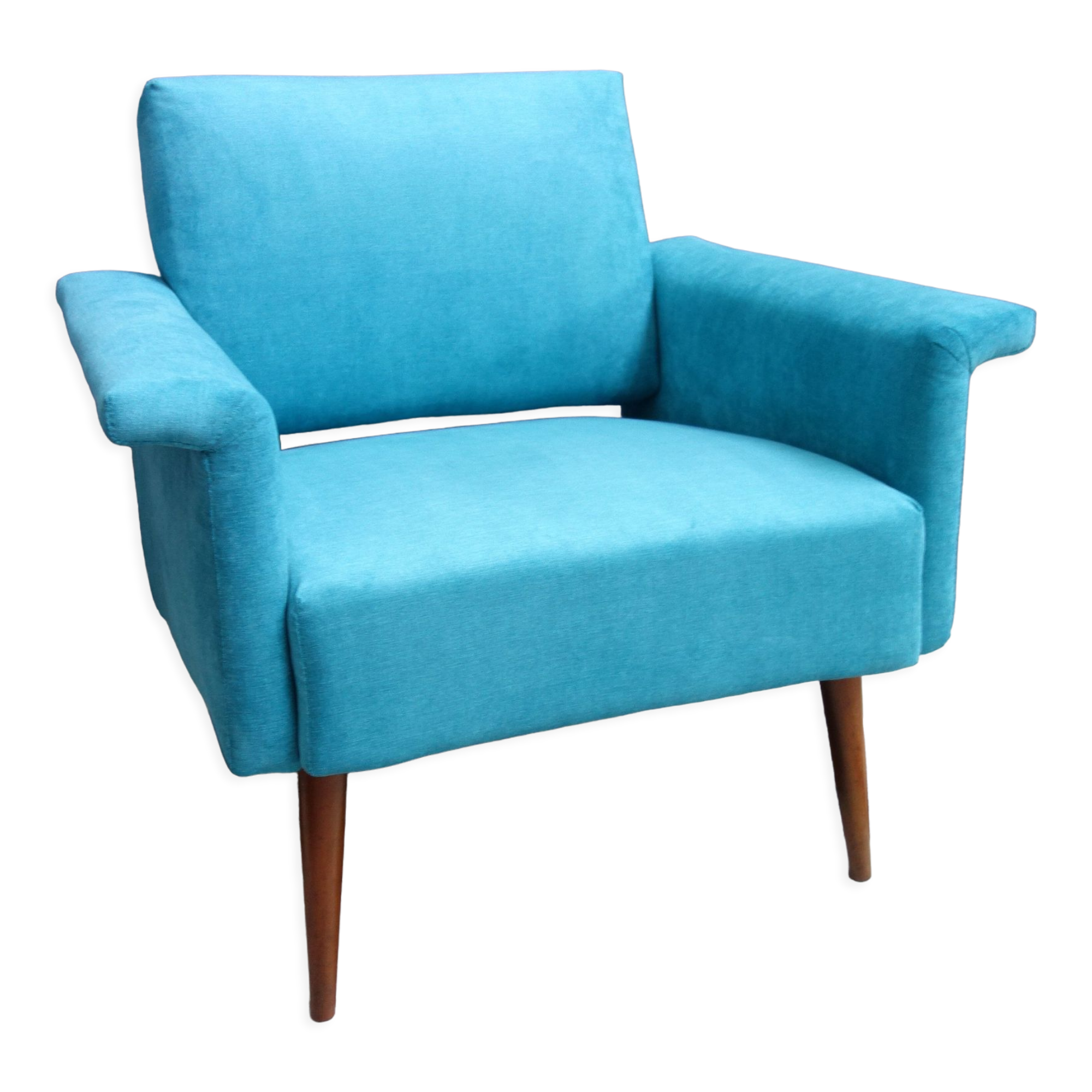 Blue velvet armchair 1960s