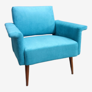Blue velvet armchair 1960s