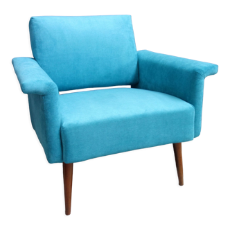 Blue velvet armchair 1960s