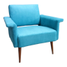 Fauteuil en velours bleu années 1960