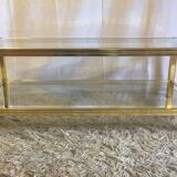 Gold and chrome metal coffee table - 70s