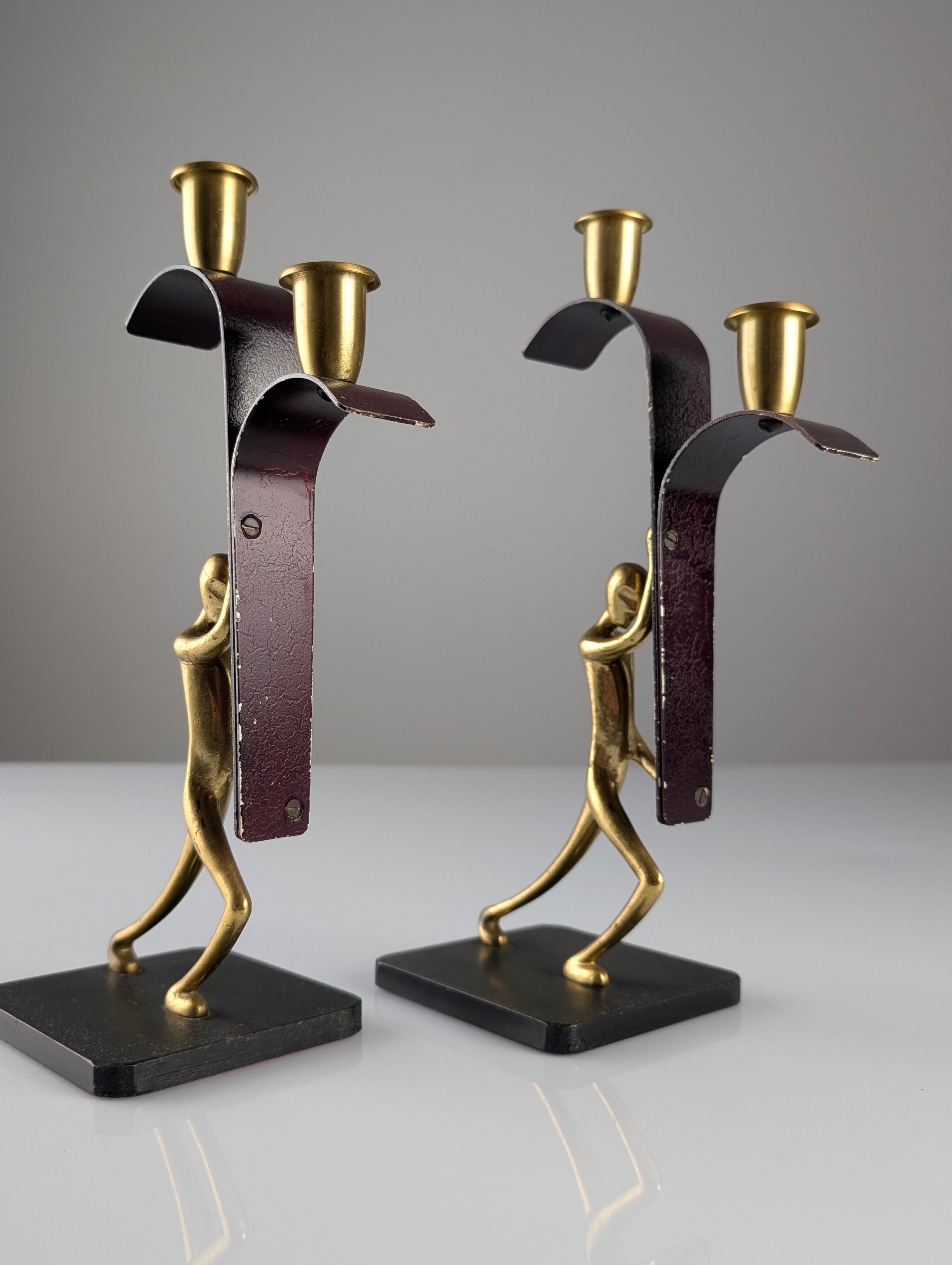 Art Deco Bronze Candelabra Pair by Karl Hagenauer, 1930s