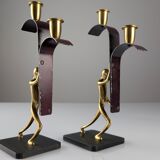 Art Deco Bronze Candelabra Pair by Karl Hagenauer, 1930s