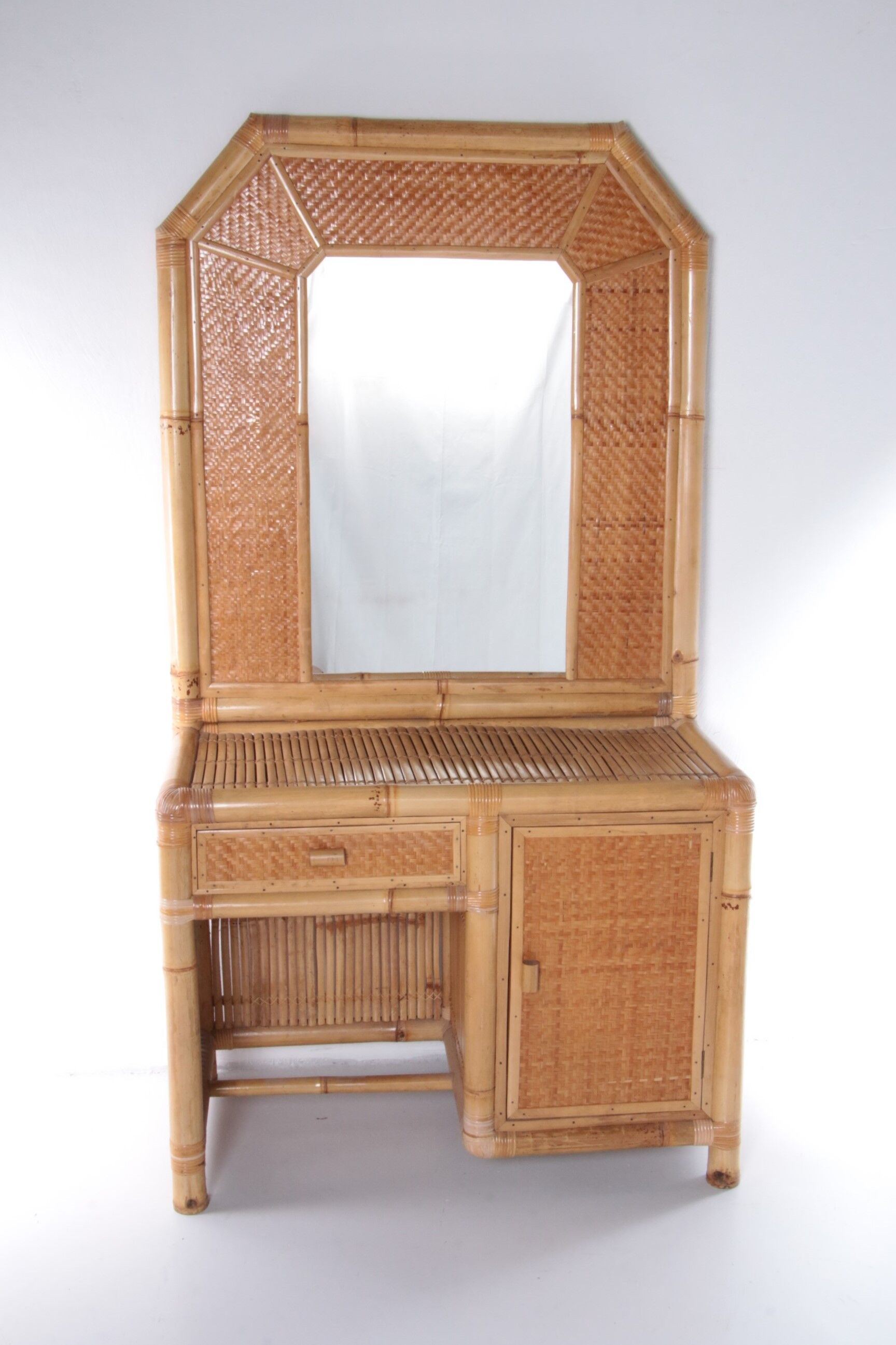 Vintage faux bamboo dressing table 'natural beauty' 1980s France