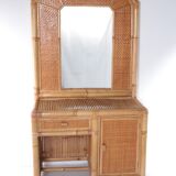 Vintage faux bamboo dressing table 'natural beauty' 1980s France