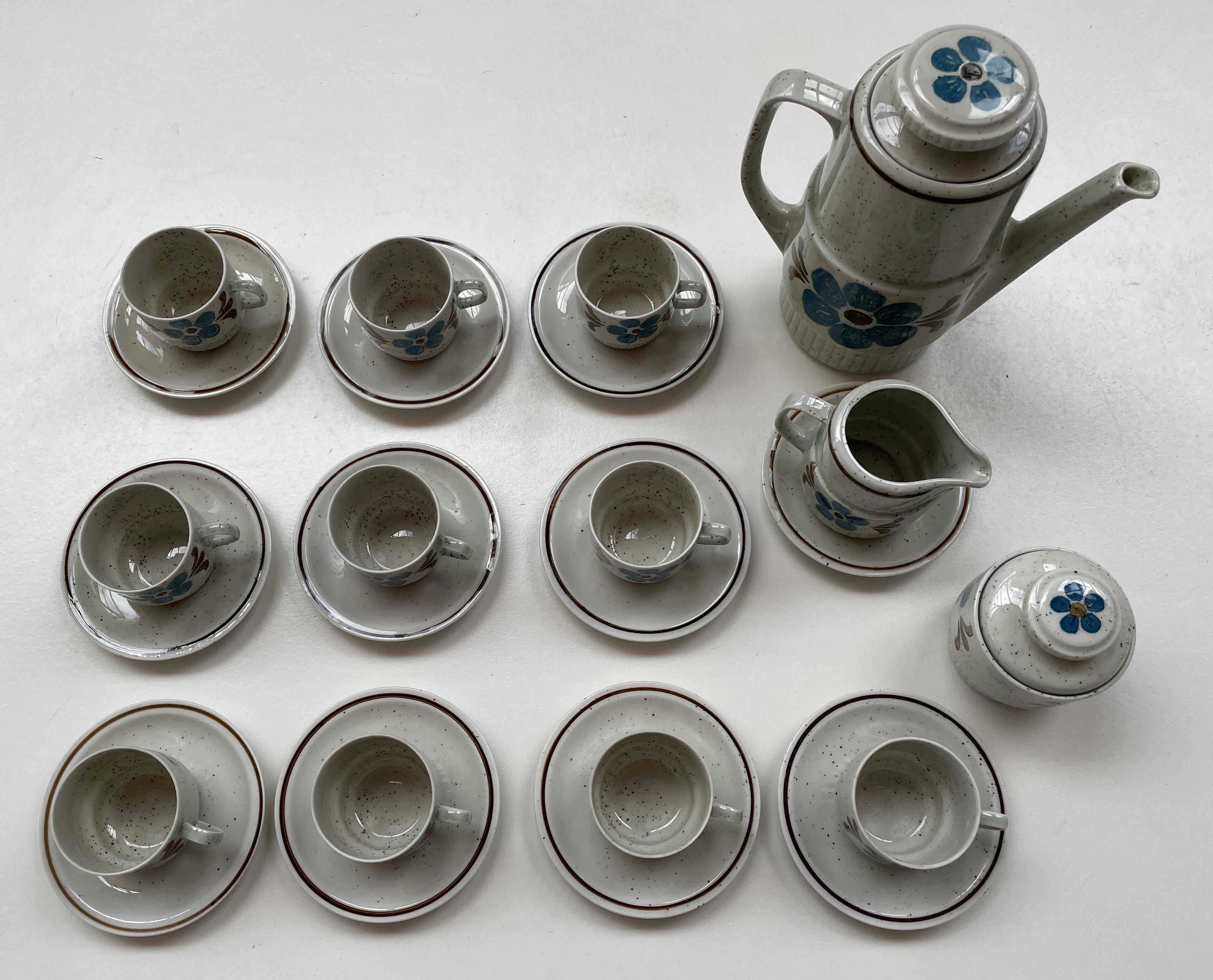 Vintage Bavaria coffee service – porcelain – blue flowers – 24 pieces – 70s