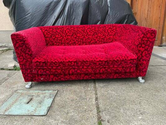 Red Fabric Monster Three-Seat Sofa with Rose Pattern from Bretz