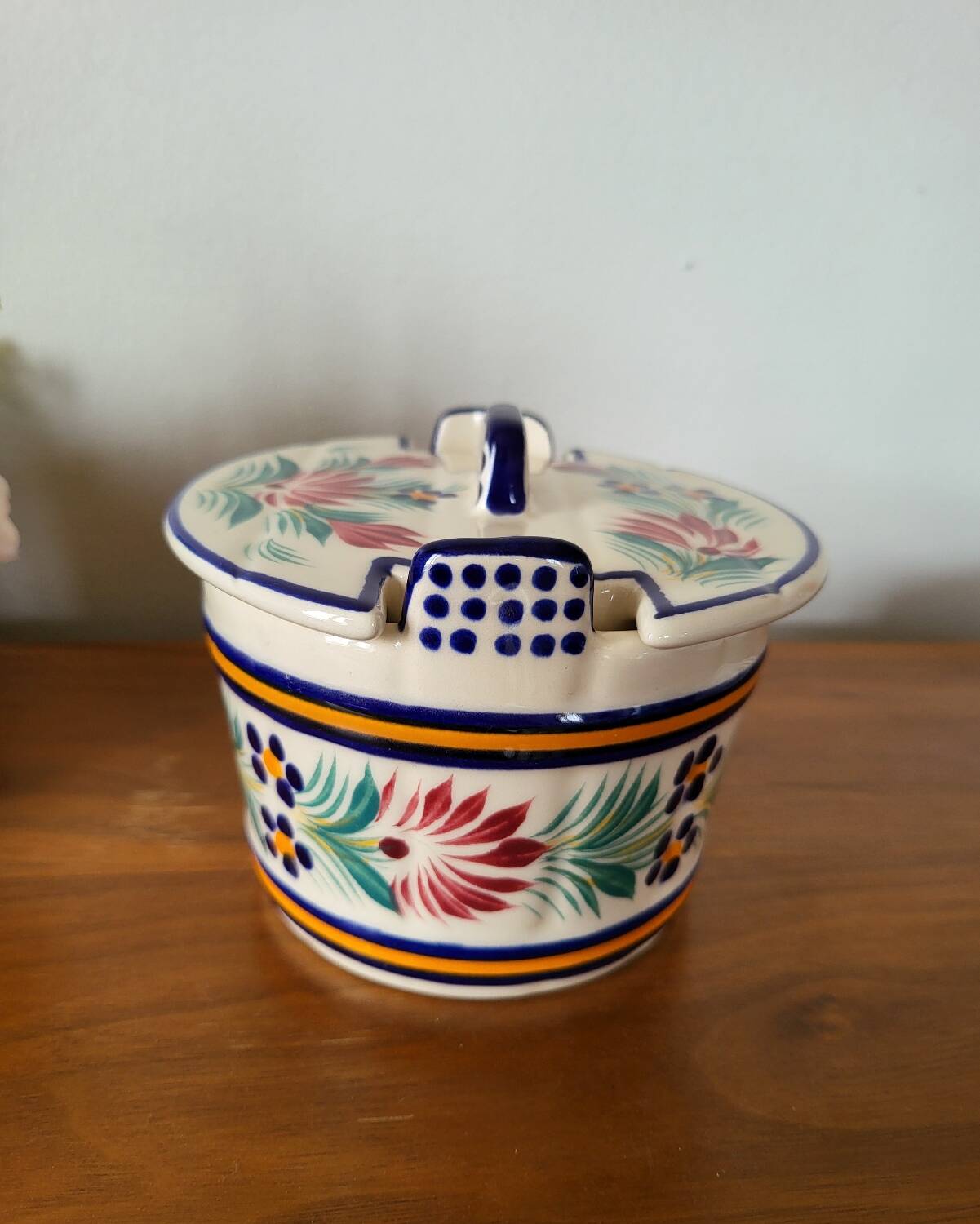 Quimper Earthenware Butter Dish HB Henriot