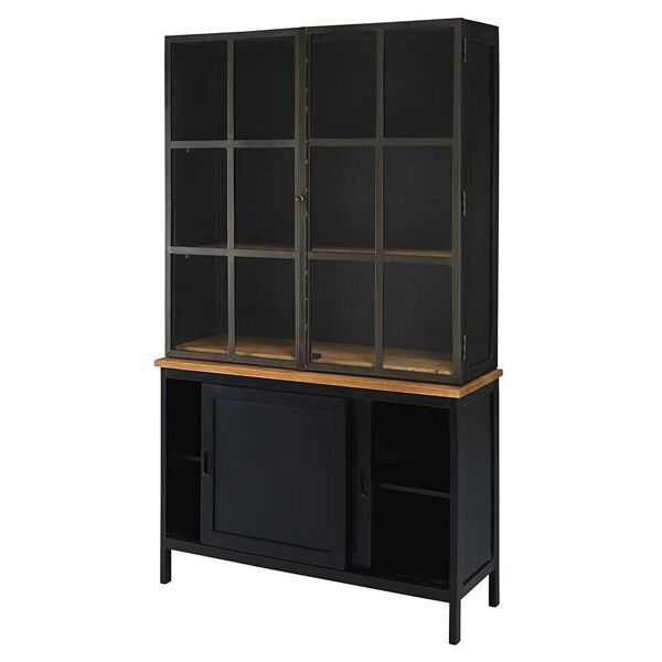 Vaisselier industriel tendance en bois massif noir