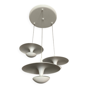 Suspension cascade design 3 soucoupes en métal blanc