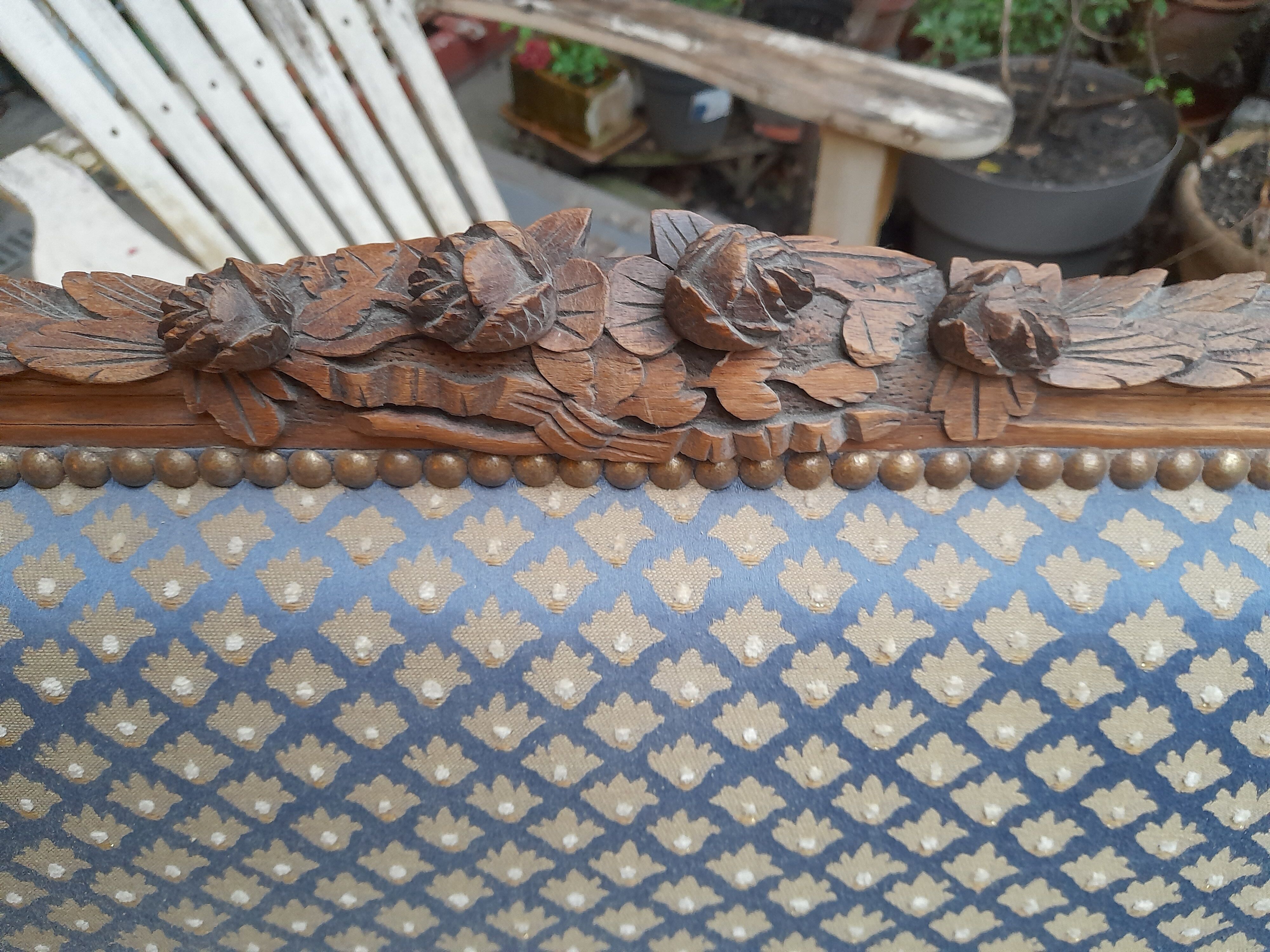 Sofa bench, louis xvi two-seater style, walnut structure