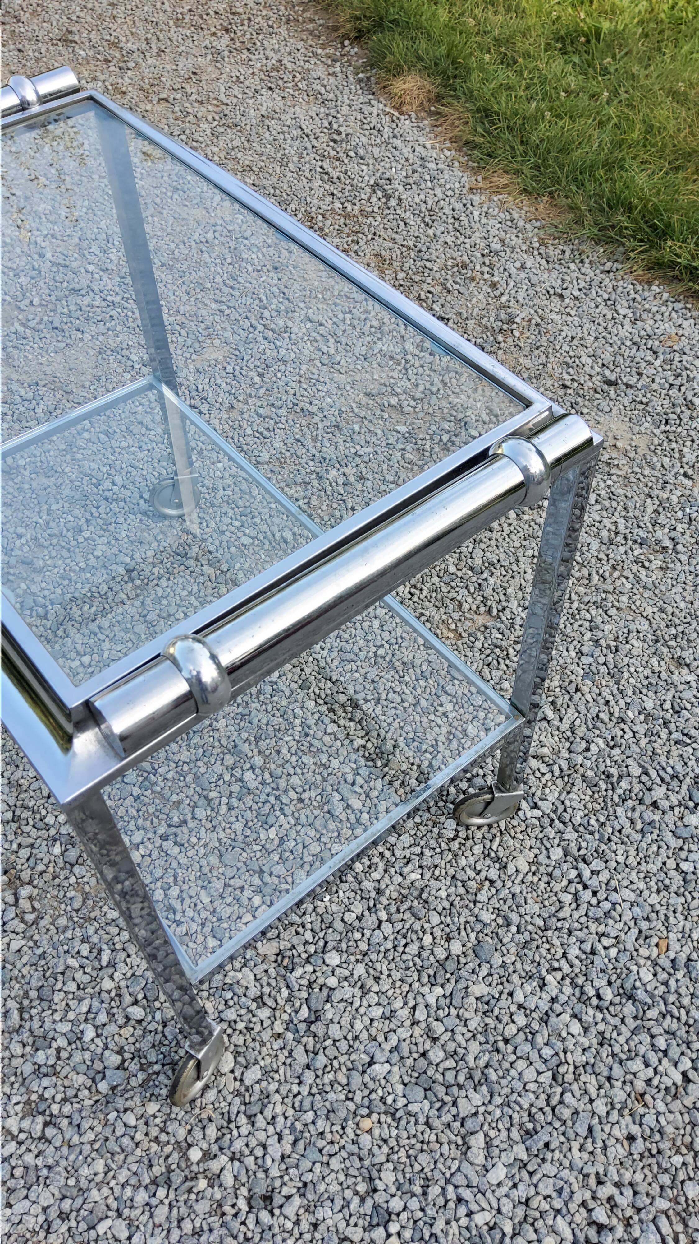 Rolling service chrome art deco double glass trays 1930