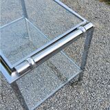 Rolling service chrome art deco double glass trays 1930