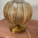 Lampe à poser globe en verre vintage bicolore